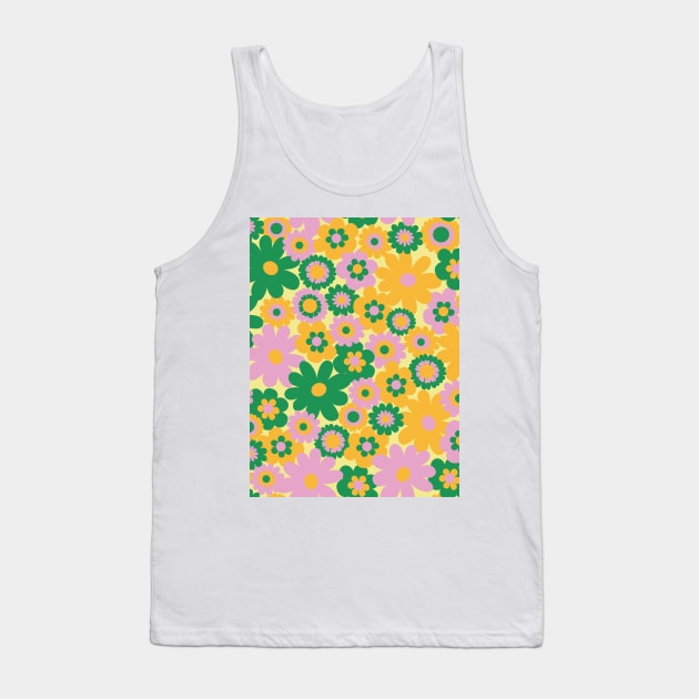 60s retro flower power, retro green, orange, pink, 60s groovy pattern, hippie flowers Tank Top by blomastudios